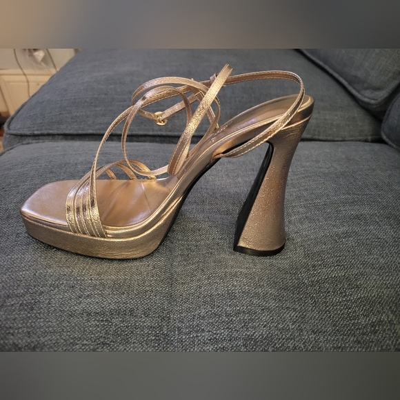 Elegant Gold Strappy Heels - Picture 2 of 5